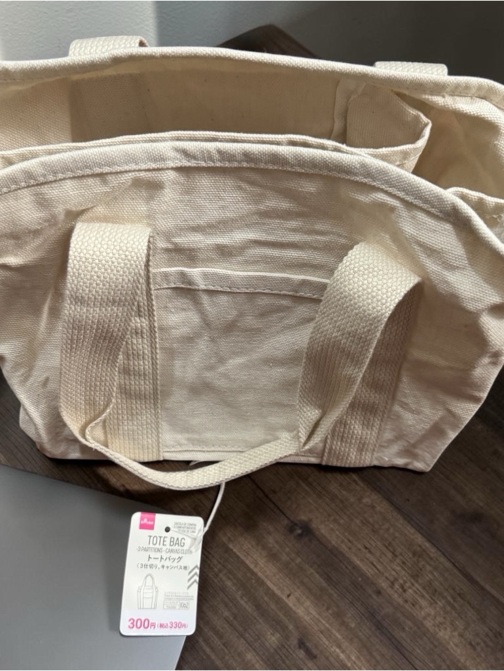 Classic Cream Canvas Mini Tote Bag with Front Pocket - Picture 5 of 11